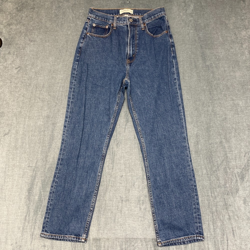 Abercrombie & Fitch Curve Love The Ankle Straight Jeans Womens 27/4 Blue Denim